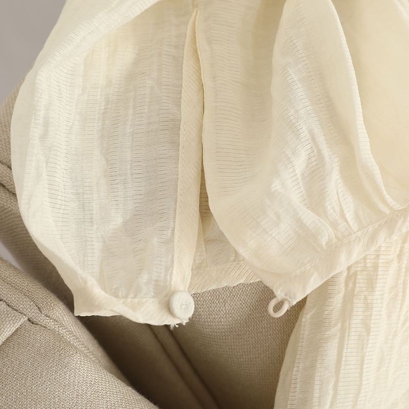 Lightweight breathable shirt for women 2025 loose lantern sleeves pleated casual tops