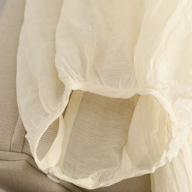 Lightweight breathable shirt for women 2025 loose lantern sleeves pleated casual tops